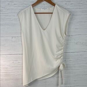 Amanda Uprichard Cream V-Neck Top